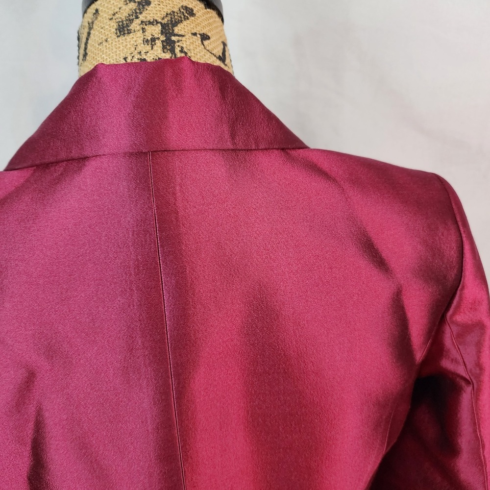 ALBERT NIPON Size 8 Reddish Ruffle Front Silk Wool Blend Formal Blazer Jacket - Picture 7 of 9